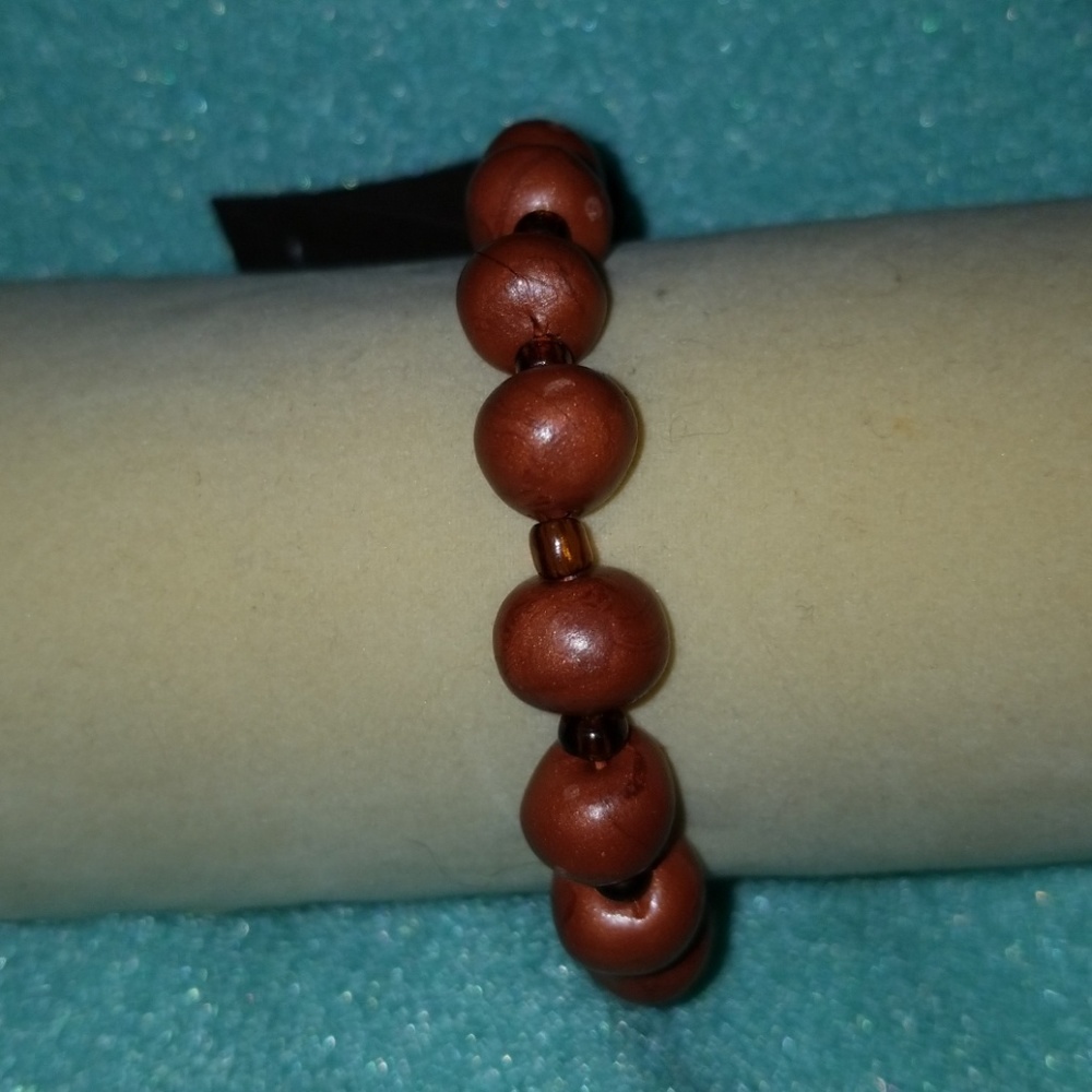 Brown Polymer Clay Stretch Bracelet